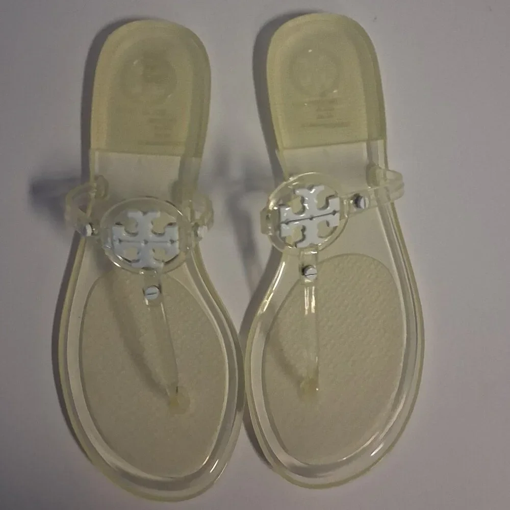 Tory Burch Mini Miller Flat Thong Sandals Clear Size 6 Like new